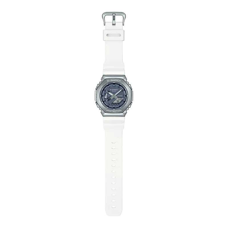 Casio GM-2100WS-7AER G-Shock Classic Herrenuhr Weiß • Metallverkleidung & Mineralglas • Stoßfest bis 20 bar