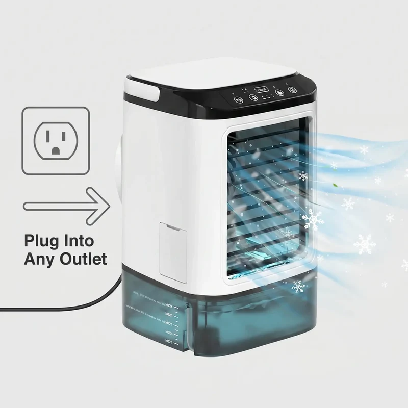 Draagbare Aircooler 3 Snelheden Compacte Tafelkoeling Ultrasoon Koelsysteem Bureau Slaapkamer Kantoor | Sansoti