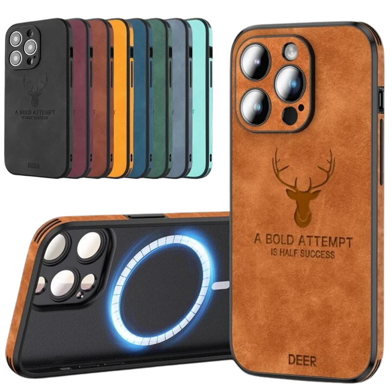 Smartphone Hoesje in Leerlook — Slank Design met Valbescheming & MagSafe-Compatibiliteit voor iPhone 16/15/14/13/12 | Sansoti