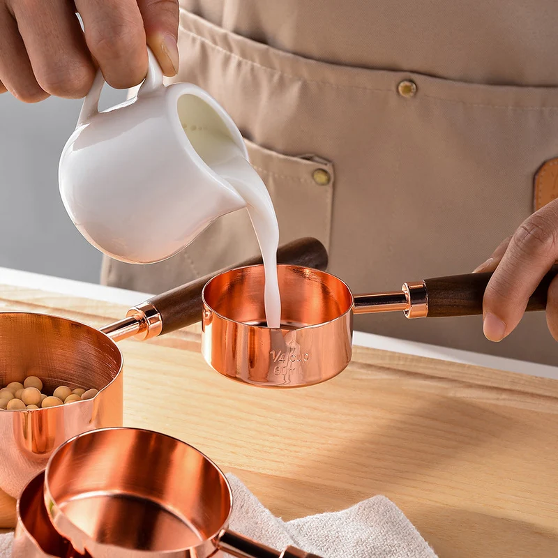 Maatlepels en Maatbekers Set RVS Eikenhout 8-delig Keuken Bakken Koken Precisie Meten Cup Set | Sansoti
