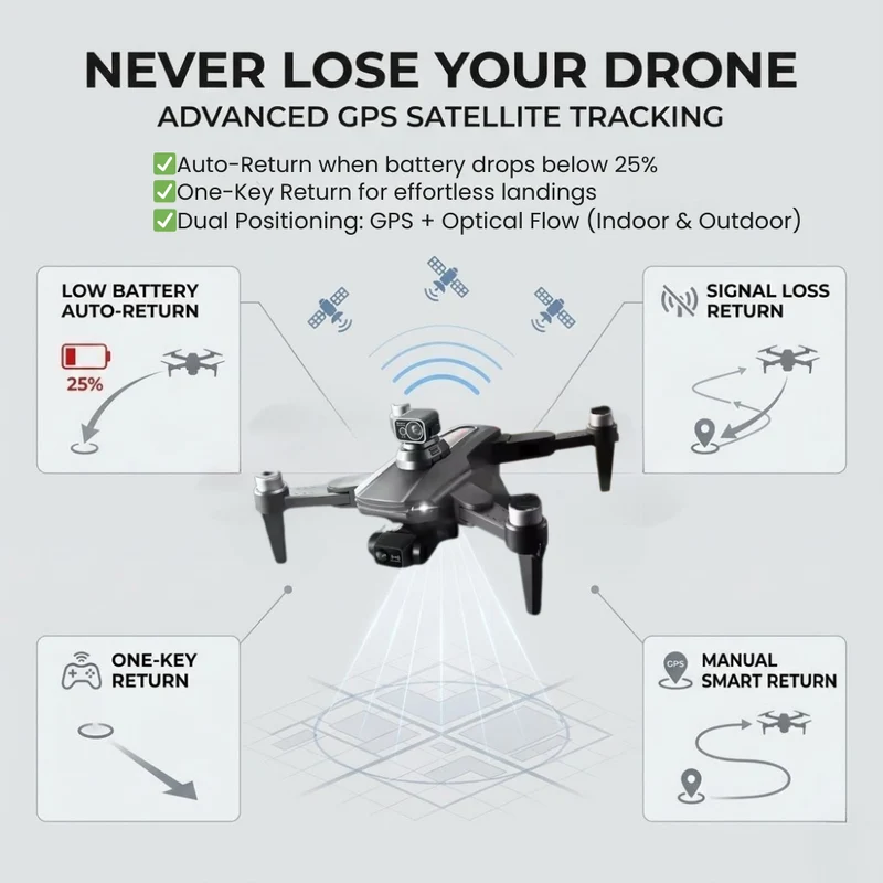 Drone met Camera – Professionele Camera Drone met 8K Dual Camera, GPS en Borstelloze Motoren | Sansoti