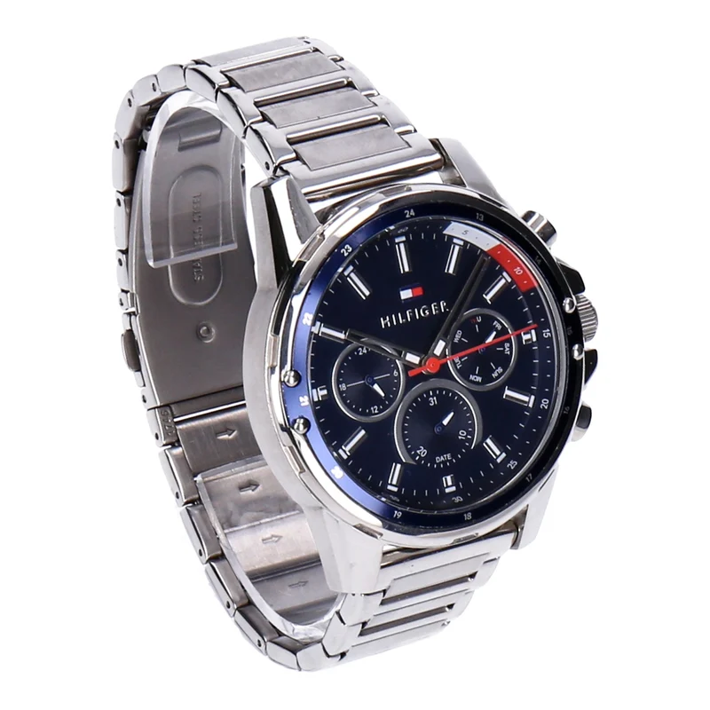Tommy Hilfiger Mason Herren Quarzuhr silber-blau