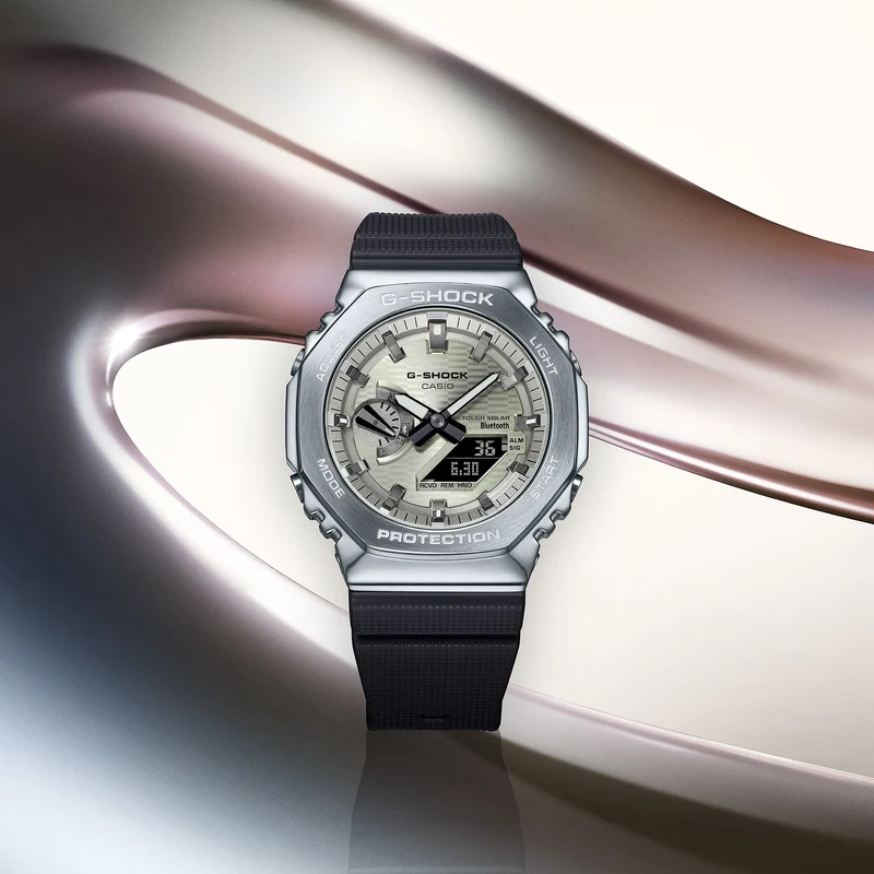 Casio G-Shock GBM-2100A-8BER Herrenuhr • Tough Solar & Bluetooth • Achteckiger Edelstahlrahmen