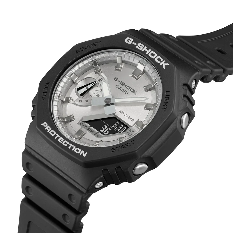 Casio GA-2100SB-1AER G-Shock Classic Herrenuhr Silber • Carbon Core Guard • 20 BAR wasserdicht
