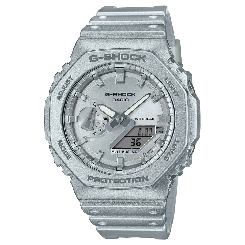 Casio GA-2100FF-8AER G-Shock Classic Herrenuhr Silbermetallic • Carbon Core Guard • Stoßfest & 20 bar