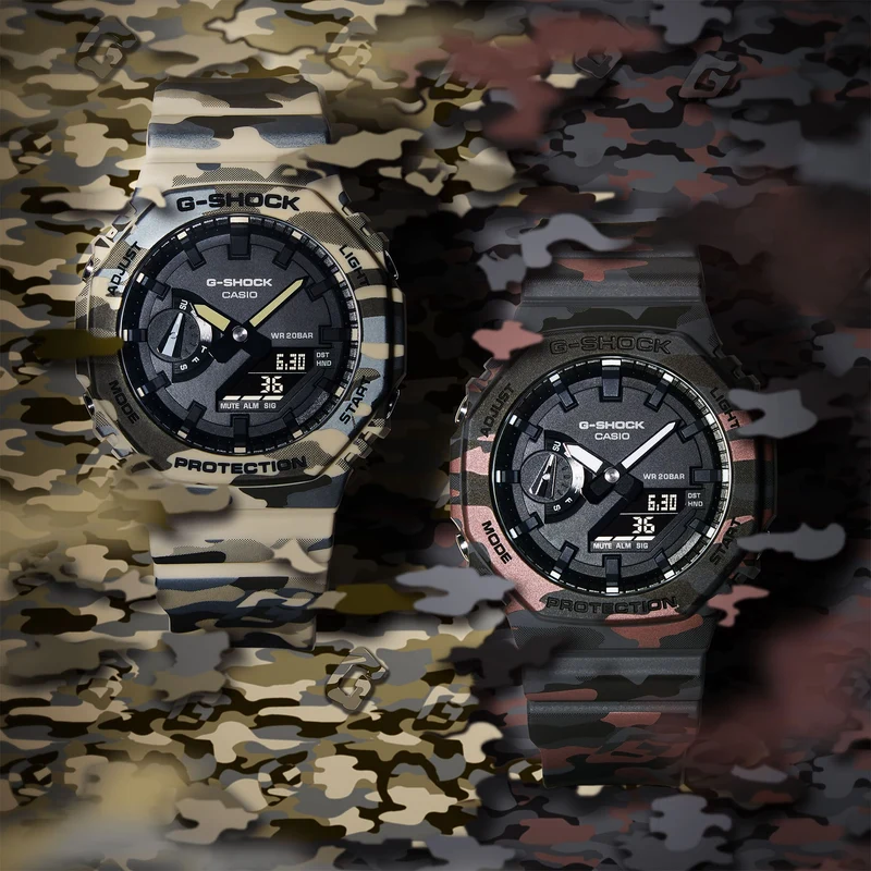 Casio G-Shock GA-2100CM-5AER Herrenuhr • Tarnmuster-Design • 20 BAR Wasserdicht