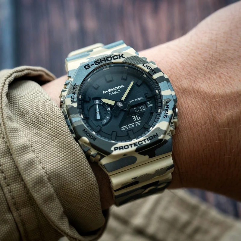 Casio G-Shock GA-2100CM-5AER Herrenuhr • Tarnmuster-Design • 20 BAR Wasserdicht