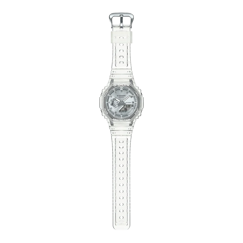 Casio GA-2100BM-7A8ER G-Shock Classic Ana-Digi Armbanduhr Transparent/Silberfarben • Transparentes Resin-Gehäuse • 20 bar Wasserdicht