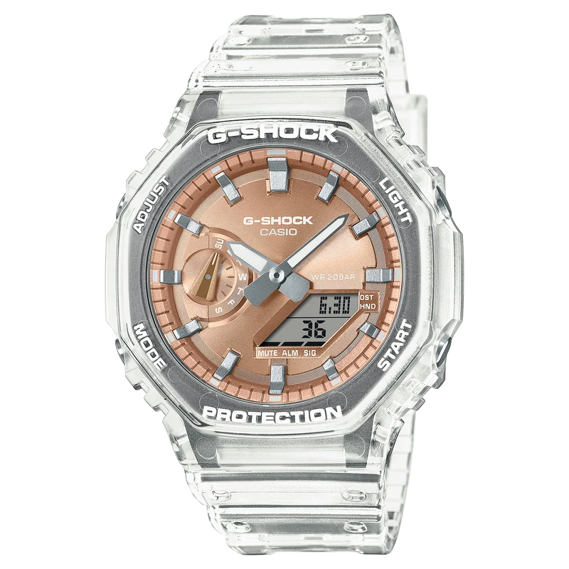 Casio G-Shock Classic GA-2100BM-7A5ER Herren • Transluzentes Resin-Gehäuse • Analogdigital mit Weltzeit