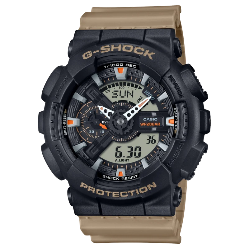 Casio GA-110TU-1A5ER G-Shock Classic Herrenuhr Schwarz/Beige • Stoßfest & 20 ATM • Analog-Digital