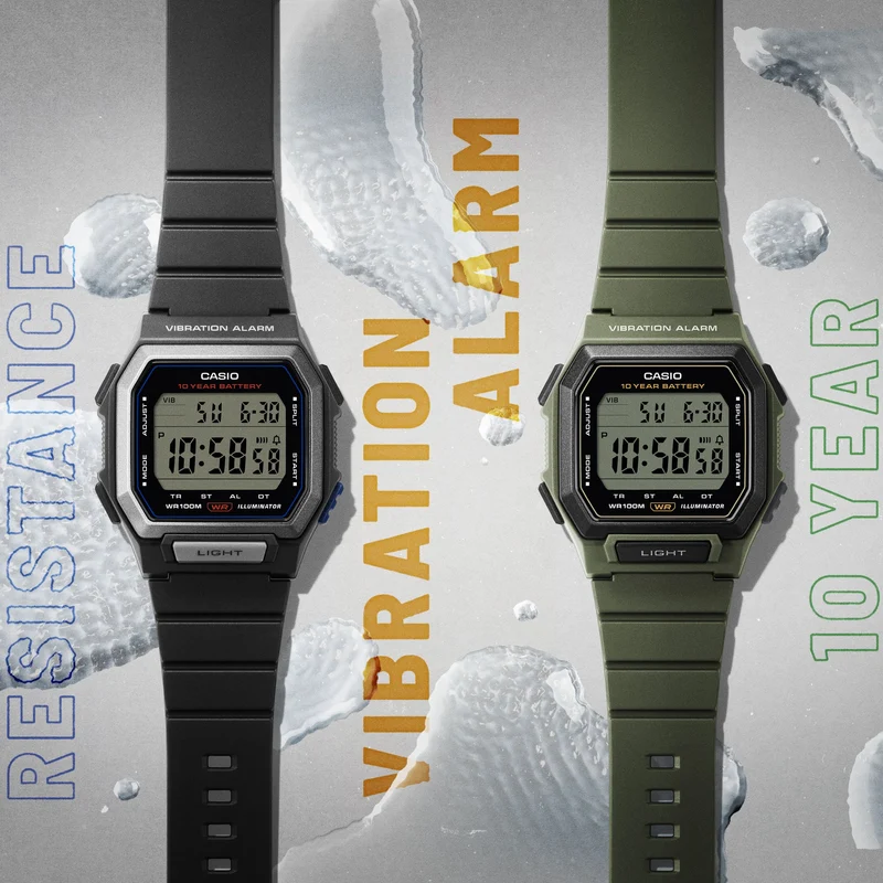 Casio Timeless W-738H-3AVEF Herrenuhr • Vibrationsalarm • 10 Bar Wasserdicht
