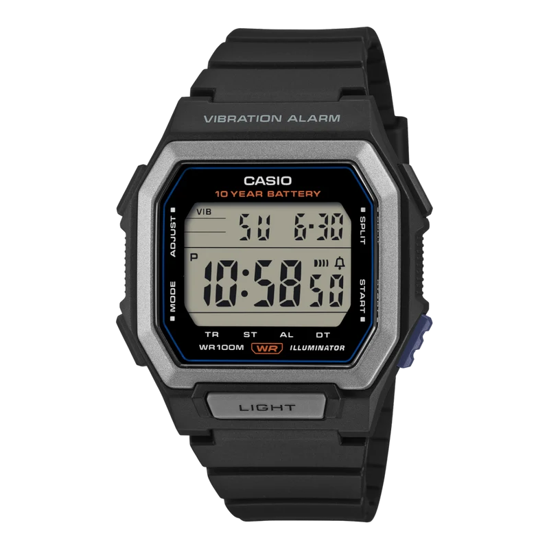 Casio W-738H-1AVEF Herren Digitaluhr Schwarz • Vibrationsalarm • 100-m-Wasserdichtigkeit