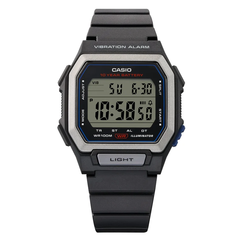 Casio W-738H-1AVEF Herren Digitaluhr Schwarz • Vibrationsalarm • 100-m-Wasserdichtigkeit