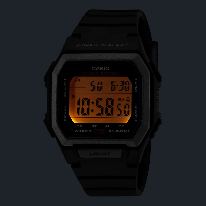 Casio W-738H-1AVEF Herren Digitaluhr Schwarz • Vibrationsalarm • 100-m-Wasserdichtigkeit