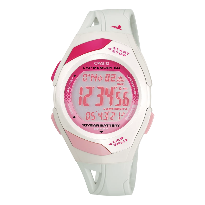 Casio STR-300-7EG Damenuhr Timeless Collection Weiß • Stoppuhr mit 60-Runden-Speicher • 10-Jahres-Batterie
