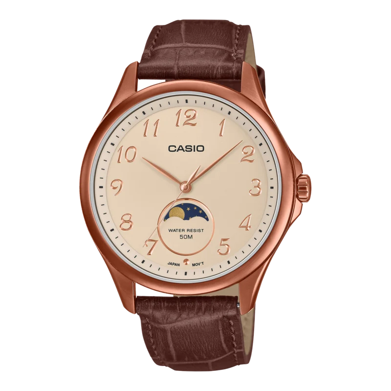 Casio Timeless MTP-M110RL-5AVER Herrenuhr • Mondphasenanzeige • Roségold Edelstahlgehäuse