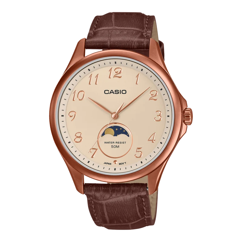 Casio Timeless MTP-M110RL-5AVER Herrenuhr • Mondphasenanzeige • Roségold Edelstahlgehäuse