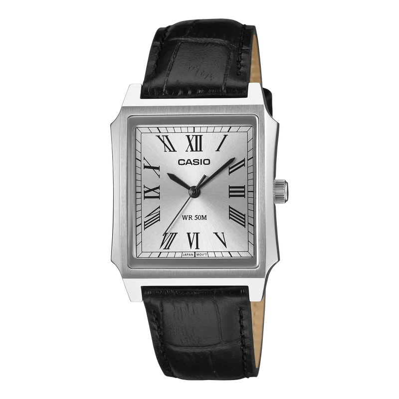 Casio MTP-B190L-7BVER Herren-Armbanduhr Schwarz • Mineralglas • Echtlederband