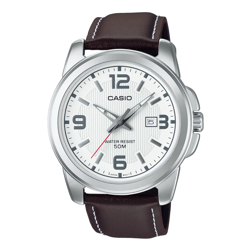 Casio Collection MTP-1314PL-7AVEF Herrenuhr Weiß • Mineralglas • Lederarmband