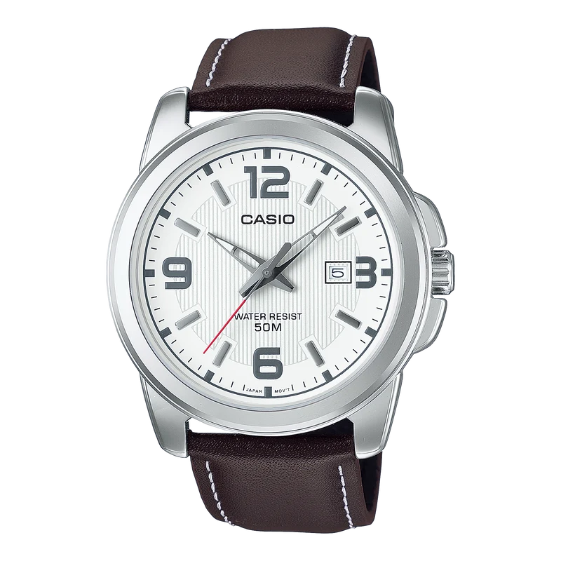 Casio Collection MTP-1314PL-7AVEF Herrenuhr Weiß • Mineralglas • Lederarmband