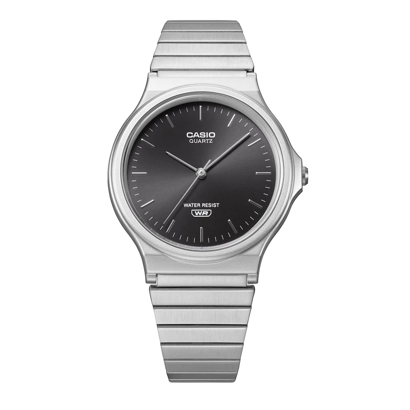 Casio MQ-24DA-1AEF Armbanduhr Schwarz • Metallic-Sonnenschliff-Zifferblatt • Edelstahlband