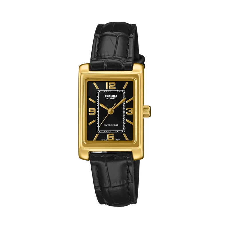 Casio Timeless LTP-1234PGL-1AEF Damen Armbanduhr Gold • Tonneau-Gehäuse • Mineralglas