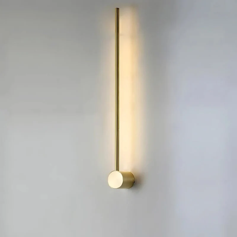 Minimalistische LED Wandlamp Aluminium 60-80cm Zwart Goud Woonkamer Slaapkamer Hal Modern Strak Design | Sansoti