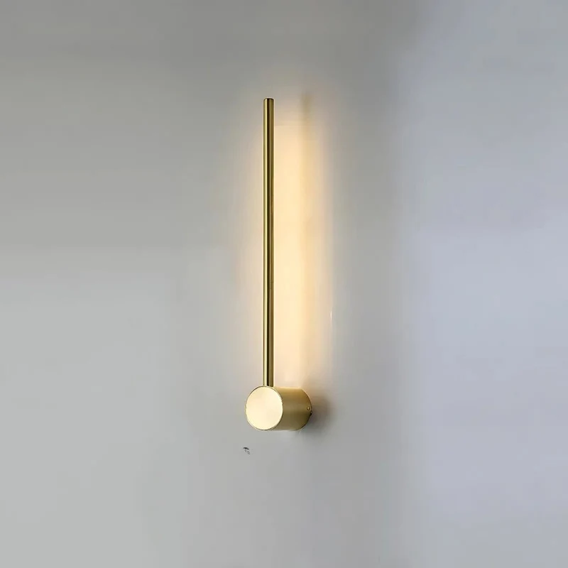 Minimalistische LED Wandlamp Aluminium 60-80cm Zwart Goud Woonkamer Slaapkamer Hal Modern Strak Design | Sansoti