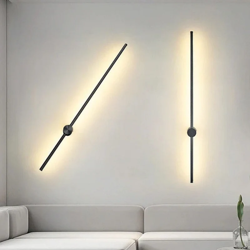 Minimalistische LED Wandlamp Aluminium 60-80cm Zwart Goud Woonkamer Slaapkamer Hal Modern Strak Design | Sansoti