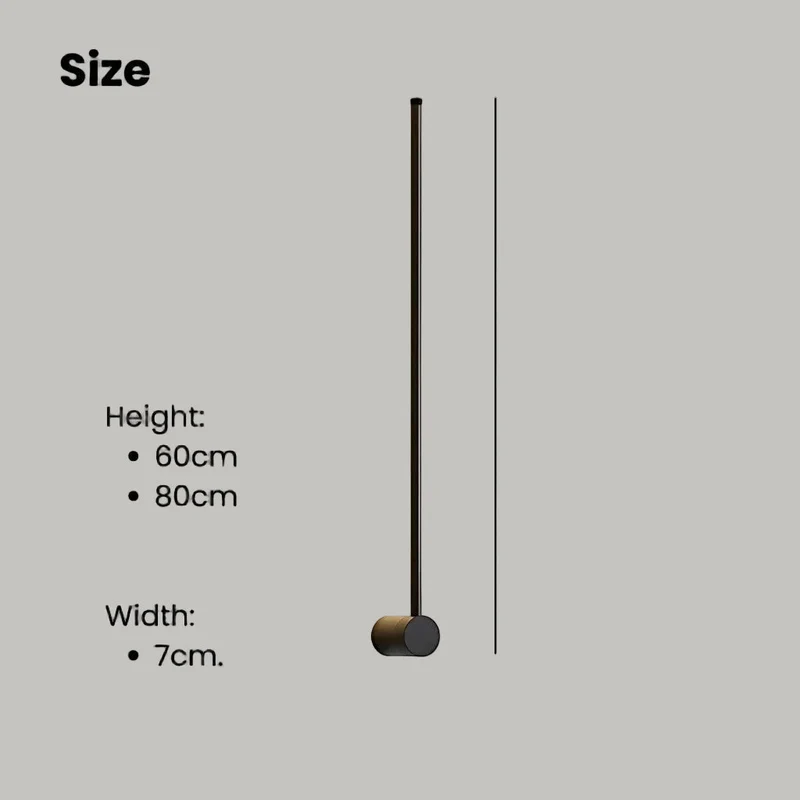 Minimalistische LED Wandlamp Aluminium 60-80cm Zwart Goud Woonkamer Slaapkamer Hal Modern Strak Design | Sansoti