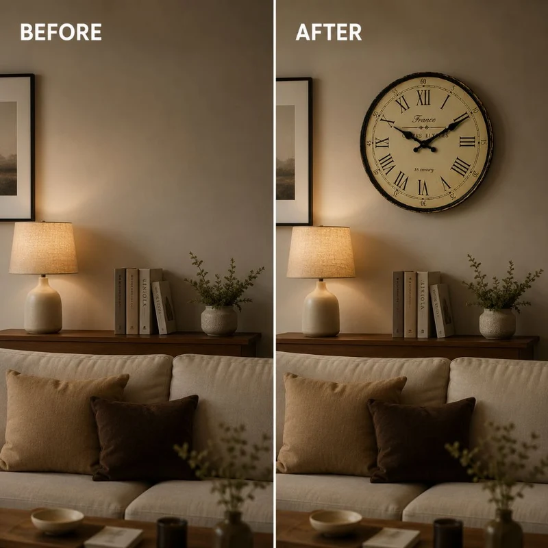 Wandklok Rond MDF Stille Naaldmechanisme Klassiek Frans Patroon Woonkamer Slaapkamer Keuken Decoratief | Sansoti