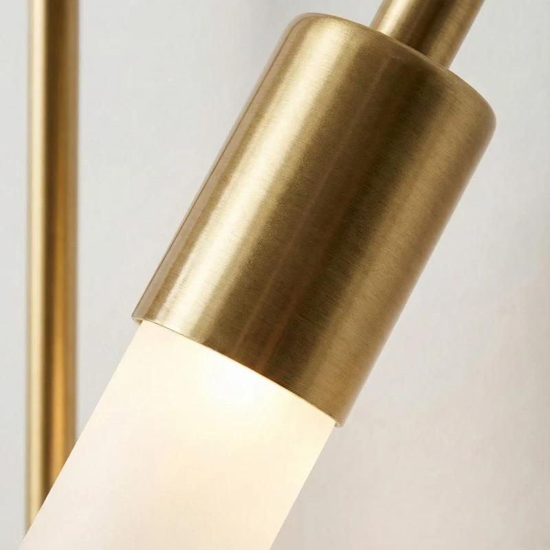 Wandlamp Goud met Dubbele Matte Glazen Cilinders 55cm Warm Wit Licht Verticaal Modern Design Woonkamer | Sansoti