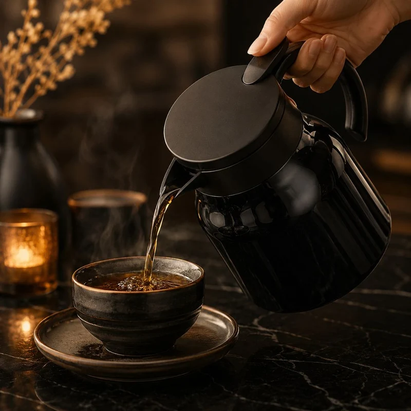 Thermoskan met Theezeef 800ml Dubbelwandig Rvs Keramiek Warmhoudkan Theekan Koffiekan Theepot Isoleerkan | Sansoti