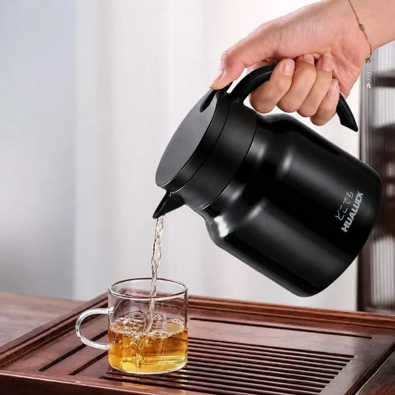 Thermoskan met Theezeef 800ml Dubbelwandig Rvs Keramiek Warmhoudkan Theekan Koffiekan Theepot Isoleerkan | Sansoti