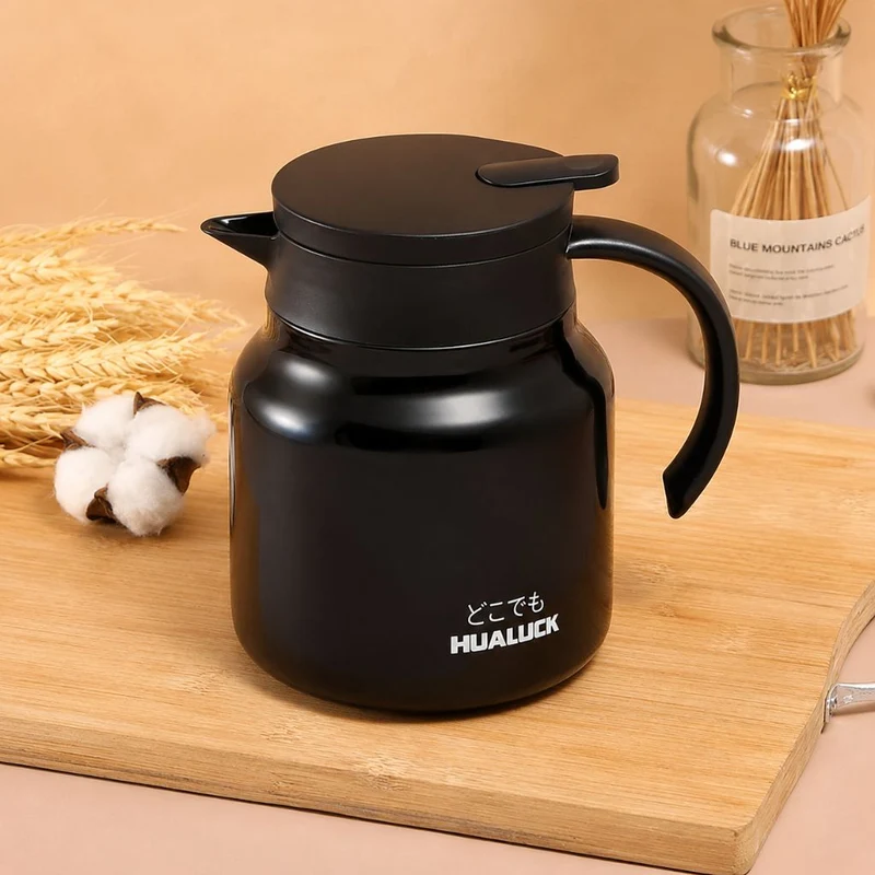 Thermoskan met Theezeef 800ml Dubbelwandig Rvs Keramiek Warmhoudkan Theekan Koffiekan Theepot Isoleerkan | Sansoti