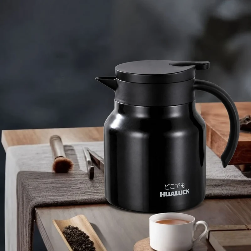 Thermoskan met Theezeef 800ml Dubbelwandig Rvs Keramiek Warmhoudkan Theekan Koffiekan Theepot Isoleerkan | Sansoti