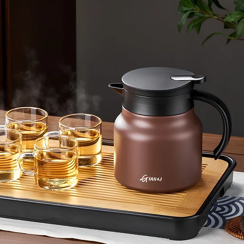 Thermoskan met Theezeef 800ml Dubbelwandig Rvs Keramiek Warmhoudkan Theekan Koffiekan Theepot Isoleerkan | Sansoti