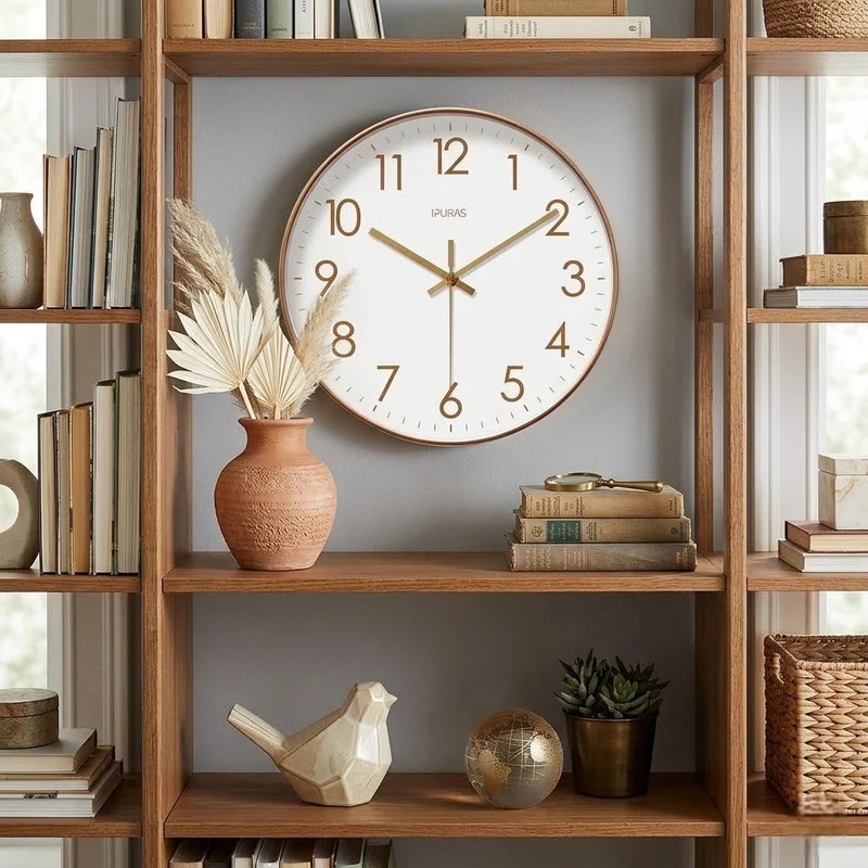 Stille Wandklok Scandinavisch Ontwerp 25-35cm Zwart Wit Goud Kwartsmechanisme Woonkamer Slaapkamer Decoratie | Sansoti