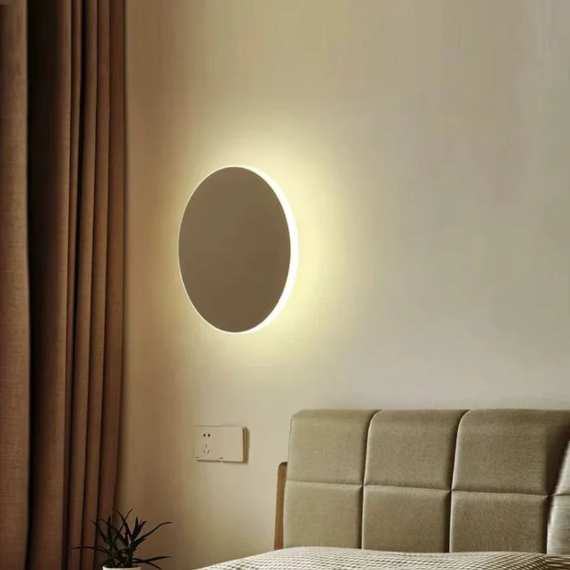 Ronde LED Wandlamp met Achtergrondverlichting Aluminium Acrylic Design Gang Slaapkamer Woonkamer Verlichting | Sansoti