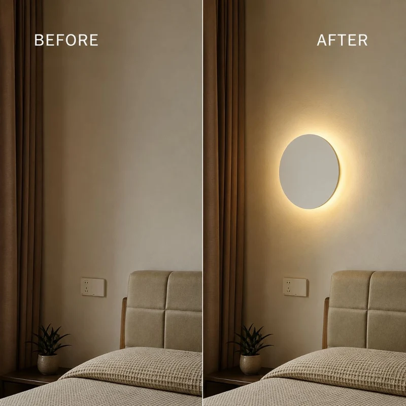 Ronde LED Wandlamp met Achtergrondverlichting Aluminium Acrylic Design Gang Slaapkamer Woonkamer Verlichting | Sansoti