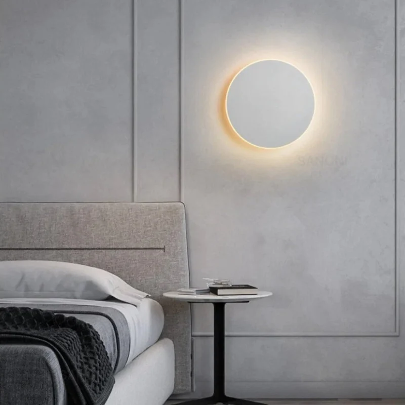 Ronde LED Wandlamp met Achtergrondverlichting Aluminium Acrylic Design Gang Slaapkamer Woonkamer Verlichting | Sansoti