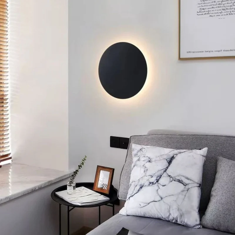 Ronde LED Wandlamp met Achtergrondverlichting Aluminium Acrylic Design Gang Slaapkamer Woonkamer Verlichting | Sansoti