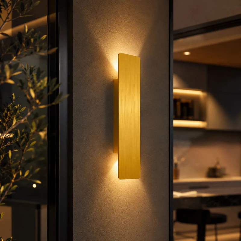 Aluminium Wandlamp Goudkleurig IP65 Waterdicht LED Buitenverlichting voor Tuin Balkon Terras 6W 18W 24W | Sansoti