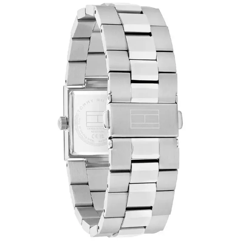 Tommy Hilfiger TH1782786 Damen Armbanduhr Silber • Eckiges Gehäuse mit Mineralglas • Edelstahlarmband