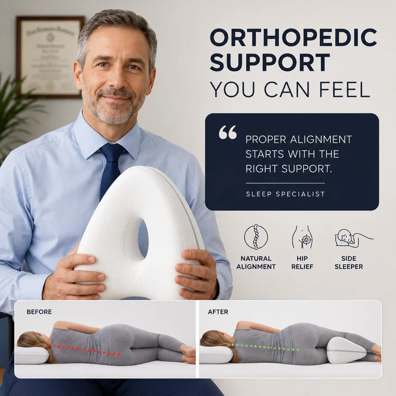 Ergonomisch Beenkussen Zijslaper Hart Vorm Heup Verlichting Verstelbare Band Ademend Mesh Slaapcomfort | Sansoti