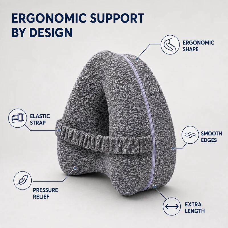 Ergonomisch Beenkussen Zijslaper Hart Vorm Heup Verlichting Verstelbare Band Ademend Mesh Slaapcomfort | Sansoti