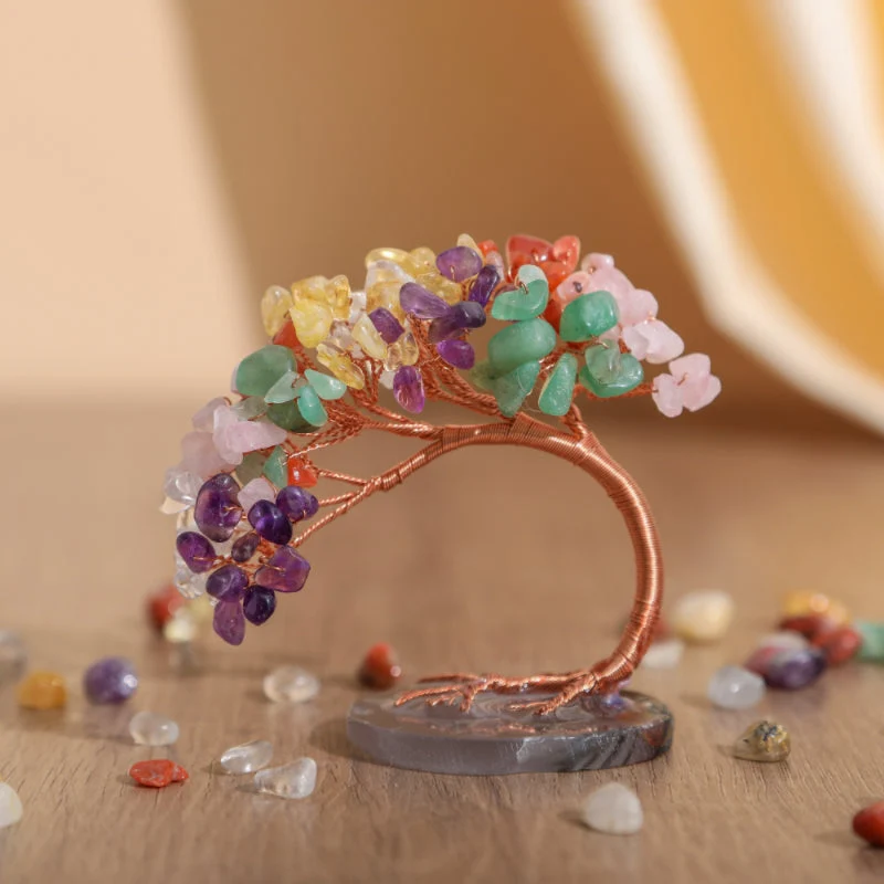 Levensboom met Natuursteen Decoratie Spiritueel Interieurobject Meditatie Chakra Energiesteen Wellness | Sansoti