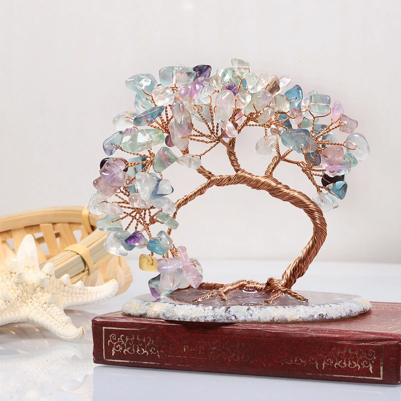 Levensboom met Natuursteen Decoratie Spiritueel Interieurobject Meditatie Chakra Energiesteen Wellness | Sansoti