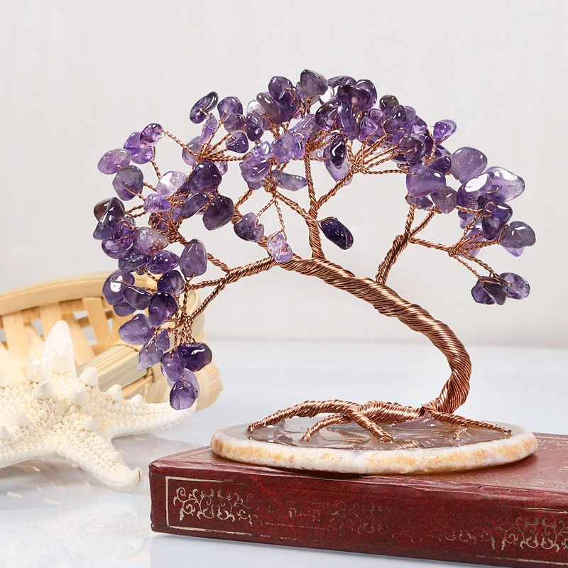 Levensboom met Natuursteen Decoratie Spiritueel Interieurobject Meditatie Chakra Energiesteen Wellness | Sansoti