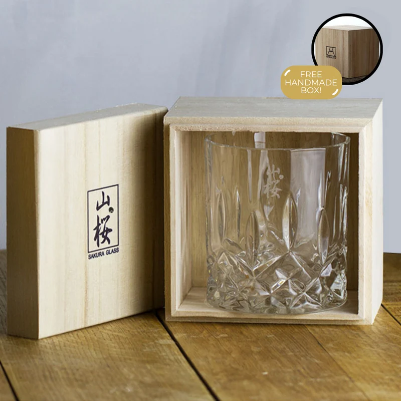 Japans Whiskyglas met Kersenbloesem Reliëf 320ml Hittebestendig Glas voor Whisky Cocktails Cognac Premium Drinkglas Traditioneel Handwerk Stijlvol Cadeau | Sansoti